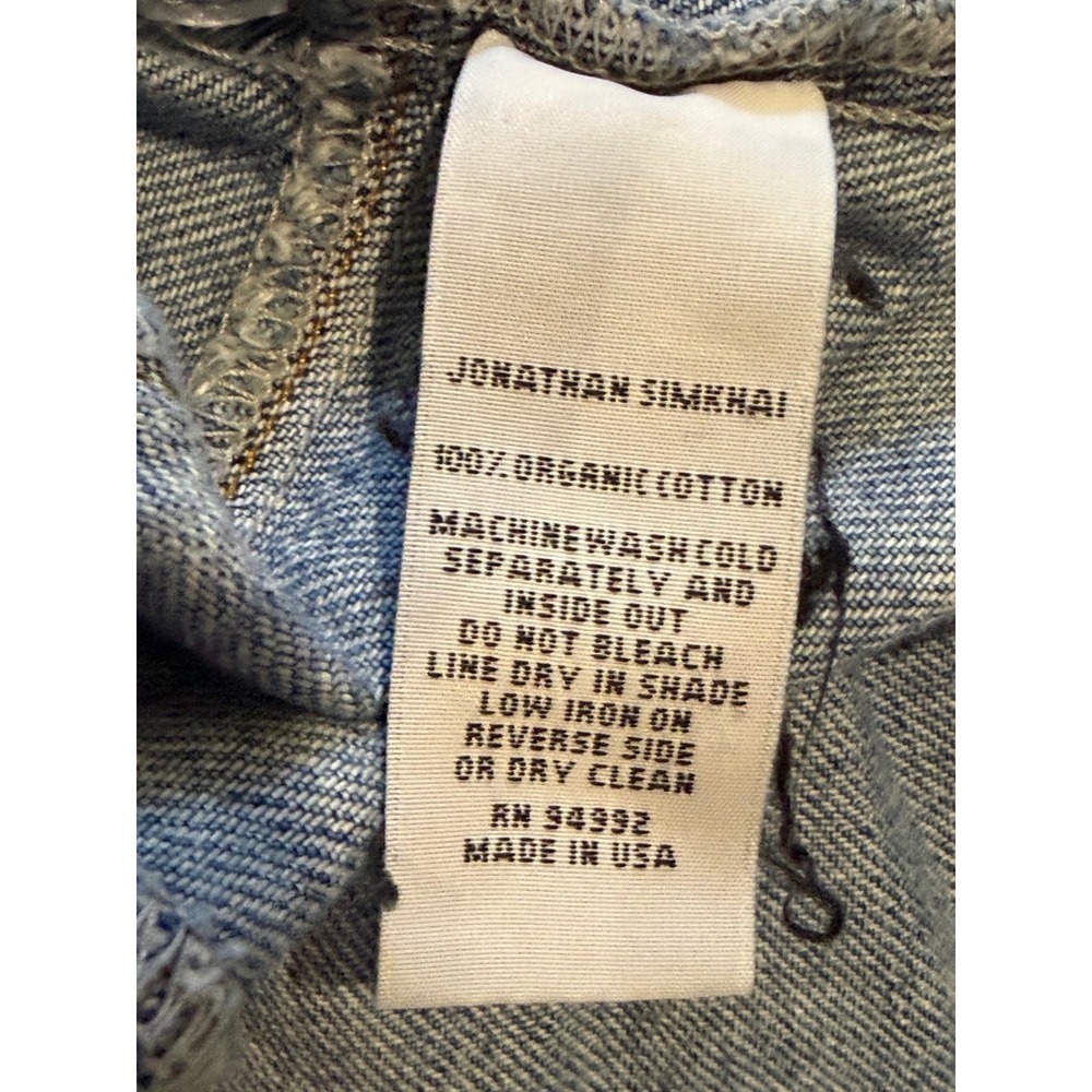 Jonathan Simkhai holland Denim Mini Dress Light Wash Puff Sleeve Organic  s‎ m - Picture 15 of 16